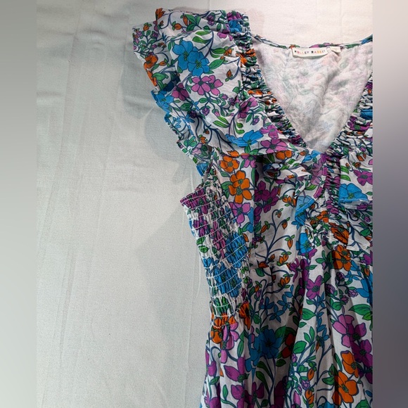 Anthropologie Roller Rabbit Blomst Dress V Neck Ruffle Sleeves Sz M Preppy - Picture 6 of 8